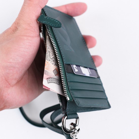 كافي محفظة جلدية مع حزام (أخضر)