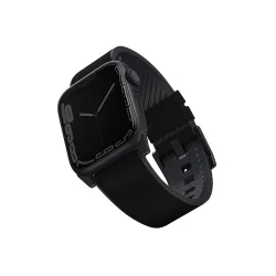 Uniq Straden Waterproof Leather Hybrid Apple Watch Strap 45/44/42mm Midnight - Black