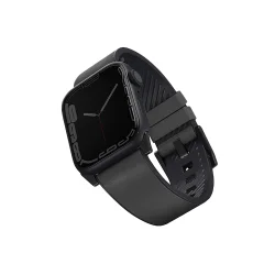 Uniq Straden Waterproof Leather Hybrid Apple Watch Strap 45/44/42mm - Rhino Grey