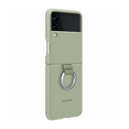 Cover Samsung Z Flip 3 Leather With Ring - Olive