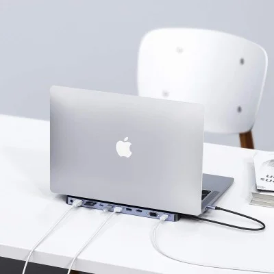 Adapter 11In1 Multi-Display Usb-C Hub & Laptop Stand Powerology - Grey