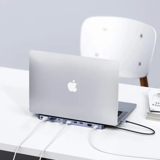 Adapter 11In1 Multi-Display Usb-C Hub & Laptop Stand Powerology - Grey