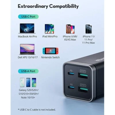 RAVPower PD Pioneer 65W 4-Port Desktop Charger &ndash; Black