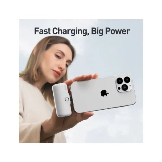 Iwalk Linkme Pro Fast Charge 4800 Mah Pocket Battery With Battery Display For Iphone - White