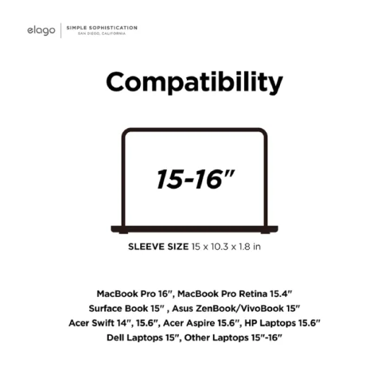 Elago Laptop 15" - 16" Pocket Sleeve - Dark grey