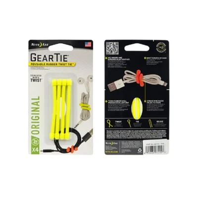 NiteIze Gear Tie&reg; Reusable Rubber Twist Tie 3 in. - 4 Pack