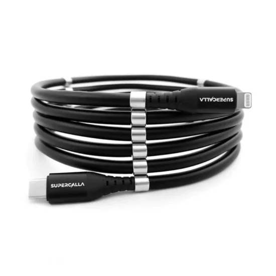 SuperCalla Magnetic USB-C to Lightning Cable 1M - Black
