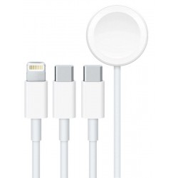 Porodo All-In-One Cable USB-C To Lightning / Type-C / Watch Charger(1.2m) - White