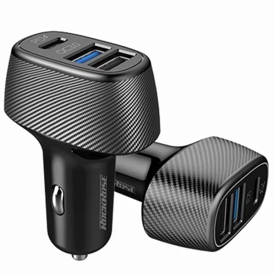 Rock Rose Car Charger for Safari PQ2, 3 Charging Ports, Black