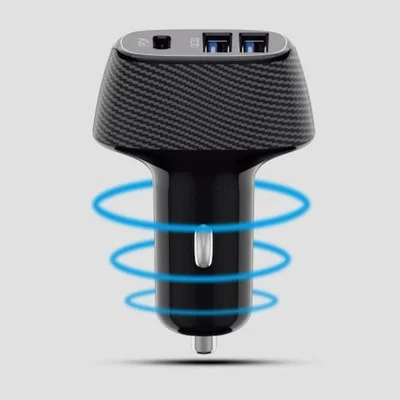 Rock Rose Car Charger for Safari PQ2, 3 Charging Ports, Black