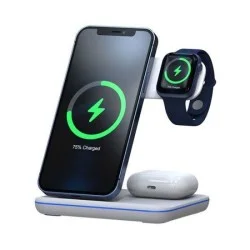 RockRose Airwave Pro Max 3 in 1 Qi Wireless Phone Charging Stand - White