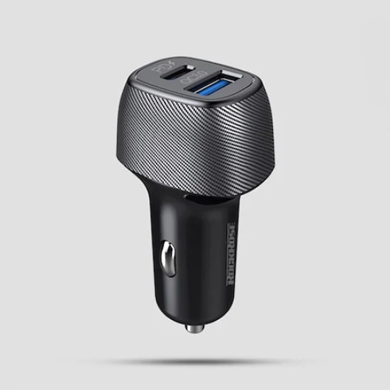 Rockrose Safari PQ Dual Port 12W Max Car Charger&ndash; Black