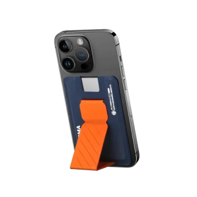 skinarma kado mag-charge card holder with grip stand &ndash; blue orange