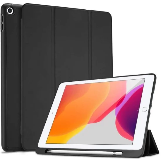 Evo Folio iPad 9Th Generation Case Cover 10.2 Inch With Apple Pencil Holder - Black