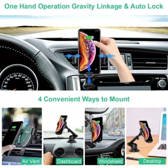 CHOETECH PHONE HOLDER 7.5W FAST WIRELESS CHARGING CAR MOUNT
