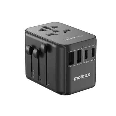 Momax 1-World PD35W 5 ports + AC Travel Adapter - Black