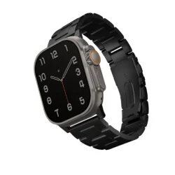 Uniq osta apple watch steel strap with self-adjustable links 49/45/44/42mm - midnight (black)
