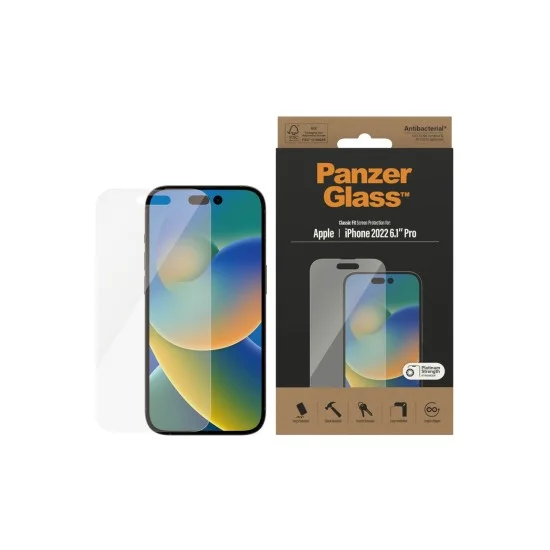 PanzerGlass iPhone 14 Pro Antibacterial Tempered Glass Classic Fit - Clear