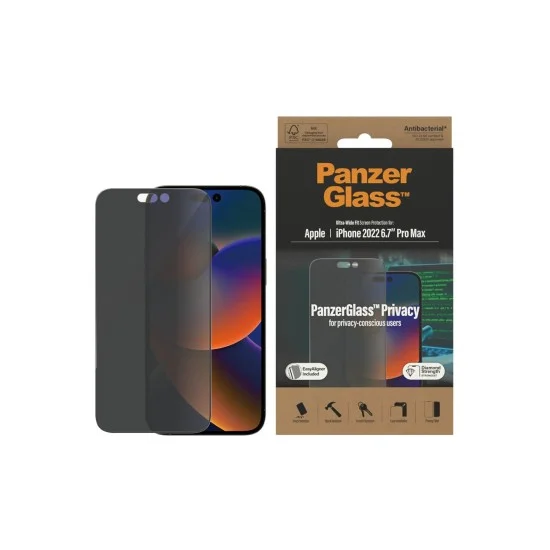 PanzerGlass iPhone 14 Pro Max Antibacterial Tempered Glass Ultra Wide Fit - Privacy