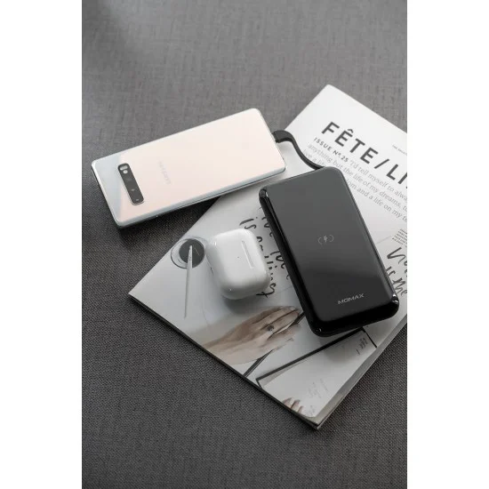 Momax Q.Power One Dual Wireless External Battery Pack 10000mAh 20W- Black