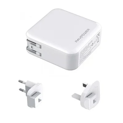 RAVPower 18W 2-Port 5000mAh 2-in-1 Wall Charger & Portable Charger &ndash; White
