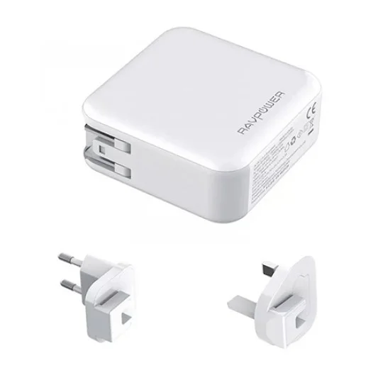 RAVPower 18W 2-Port 5000mAh 2-in-1 Wall Charger & Portable Charger &ndash; White