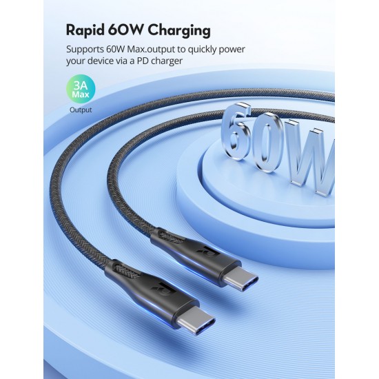 RAVPower Fast Charging Cable 60W Type-C to Type-C 2m