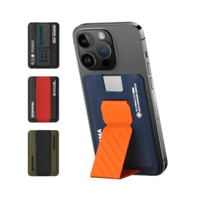 SkinArma Kado Mag-Charge Card Holder With Grip Stand - Green Black