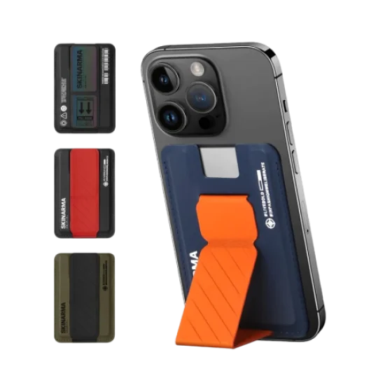 SkinArma Kado Mag-Charge Card Holder With Grip Stand - Green Black