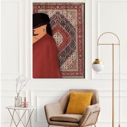 Canvas painting of a beautiful Arab girl on a Persian carpet