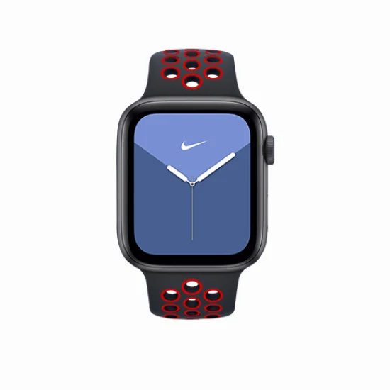 Apple Watch Strap 42/44 Mm Silicone Sport Band With Perforations And Pin‑And‑Tuck Closure Rockrose - Red
