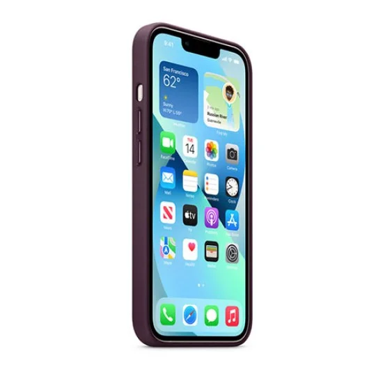 Cover I Phone 13 Leather Magsafe - Dark Cherry