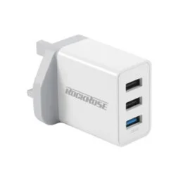 Rockrose Casa Q3 Triple Port 30W Max QC 3.0 Power Adapter &ndash; White