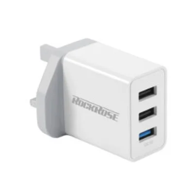 Rockrose Casa Q3 Triple Port 30W Max QC 3.0 Power Adapter &ndash; White