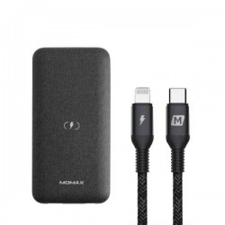 Momax Q.Power Touch Wireless Battery 10000mAh with Lightning Cable - Dark Grey