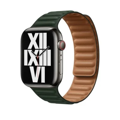 Apple Leather Link Bracelet 45mm - Sequoia Green M/L