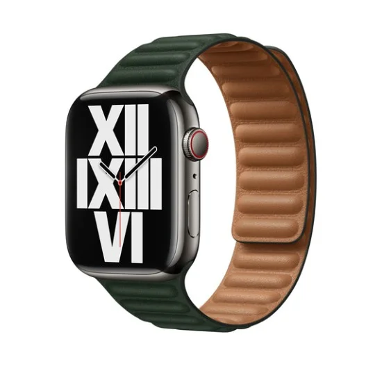 Apple Leather Link Bracelet 45mm - Sequoia Green M/L