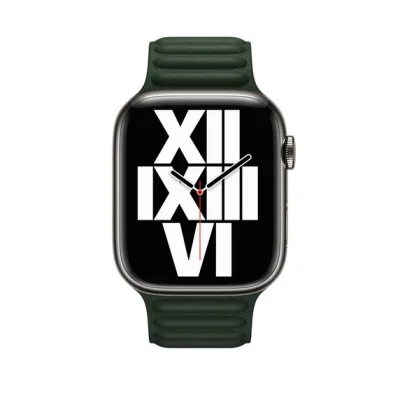 Apple Leather Link Bracelet 45mm - Sequoia Green M/L