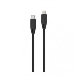 Powerology Braided USB-C to Lightning Cable Designed to Withstand up to 15000+ Bands (1.2m/4ft) - Black