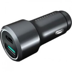 Powerology - UltraQuick - Car Charger Total Power 38 Watts With Cable From Type C to Type C