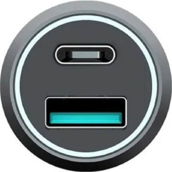 Powerology - UltraQuick - Car Charger Total Power 38 Watts With Cable From Type C to Type C