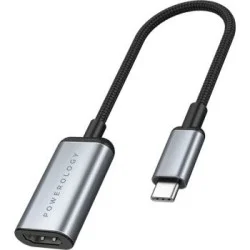 Powerology 4 in 1 USB-C Hub with HDMIK@60Hz UHD & HDR Video - Grey