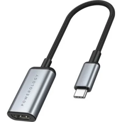 Powerology 4 in 1 USB-C Hub with HDMIK@60Hz UHD & HDR Video - Grey
