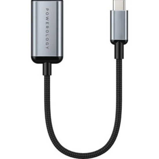 Powerology 4 in 1 USB-C Hub with HDMIK@60Hz UHD & HDR Video - Grey