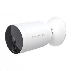 باورلوجي كاميرا الذكية اللاسلكية الخارجية بتقنية الواي فاي وبطارية قابلة لإعادة الشحن لمدة ٣ أشهر في وضع الاستعداد - أبيض
