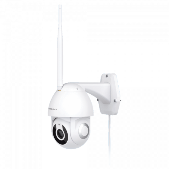 باورلوجي كاميرا الذكية الخارجية بتقنية Wi-Fi بحركة أفقية وعمودية بزاوية 360 درجة - أبيض