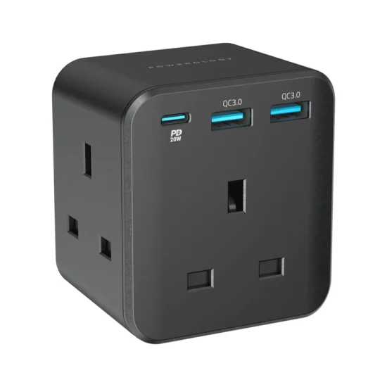Powerology 3-Outlet Wall Socket With Fast Charging USB