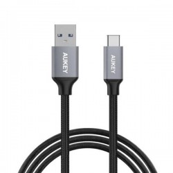 Aukey Braided Nylon 2m USB3.1 Gen1 C to USB C 60W 1.2 meter, Black – BK