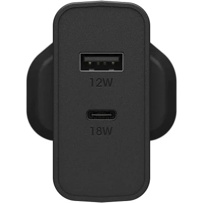 OtterBox UK Wall Charger 30W - USB C 18W + USB A 12W USB-PD