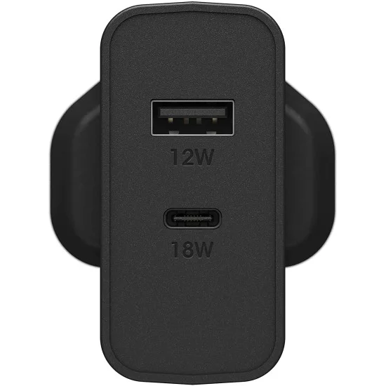 OtterBox UK Wall Charger 30W - USB C 18W + USB A 12W USB-PD